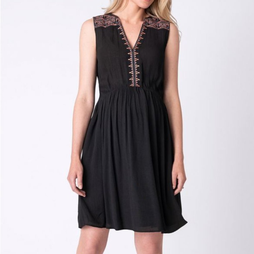 Seraphine Black Embroidered Maternity Dress